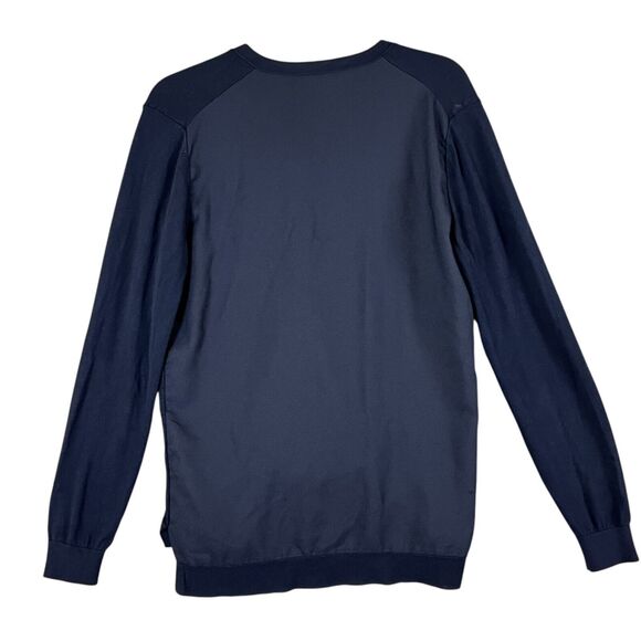 Tiffany & Company Wardrobe Women L Button Cardigan Navy Mix Media Pockets - Picture 4 of 14